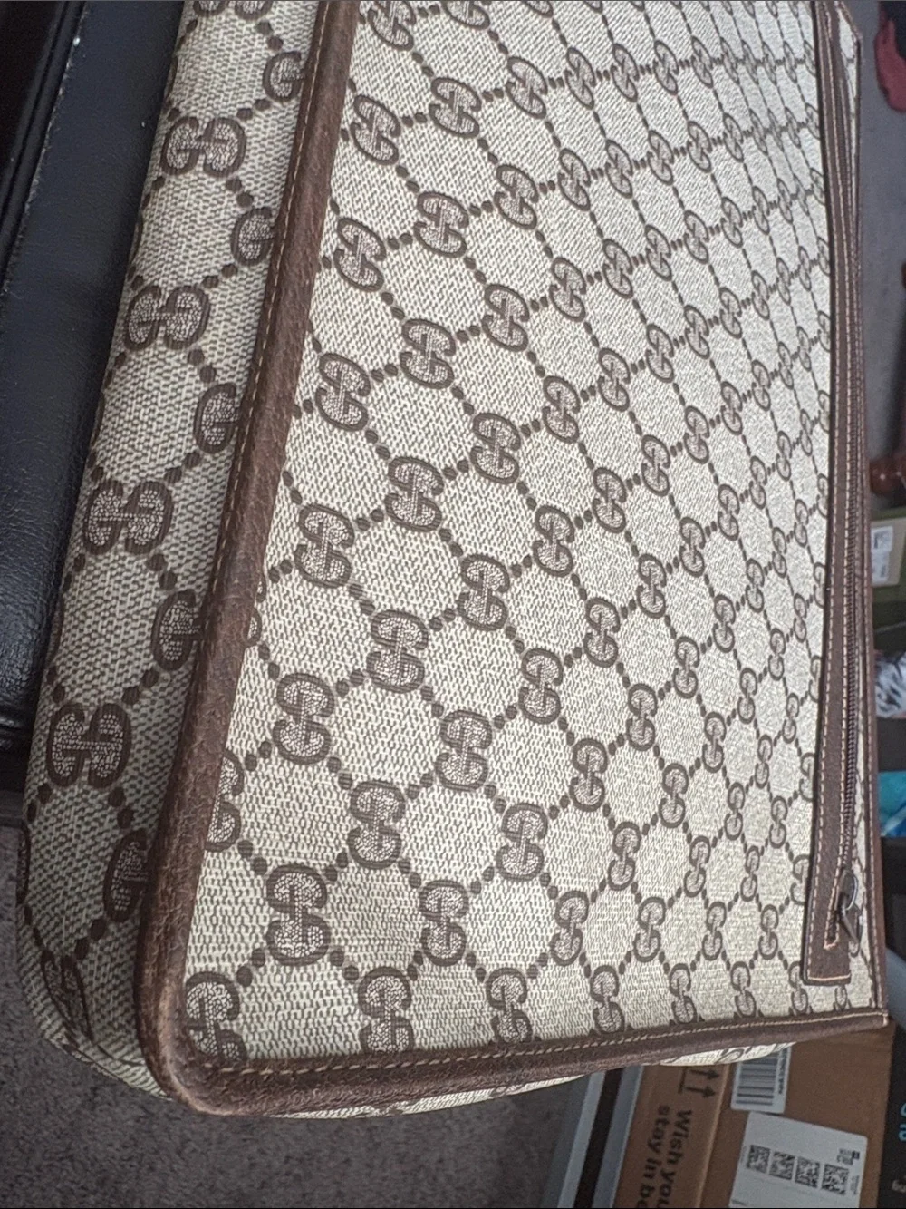 GUCCI VINTAGE Brown Patterned ATTACHE Briefcase Bag